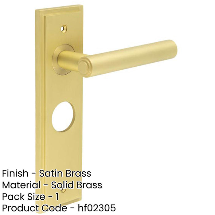Elegant Satin Brass Bathroom Door Handle with Backplate Solid Brass Interior Lever-1