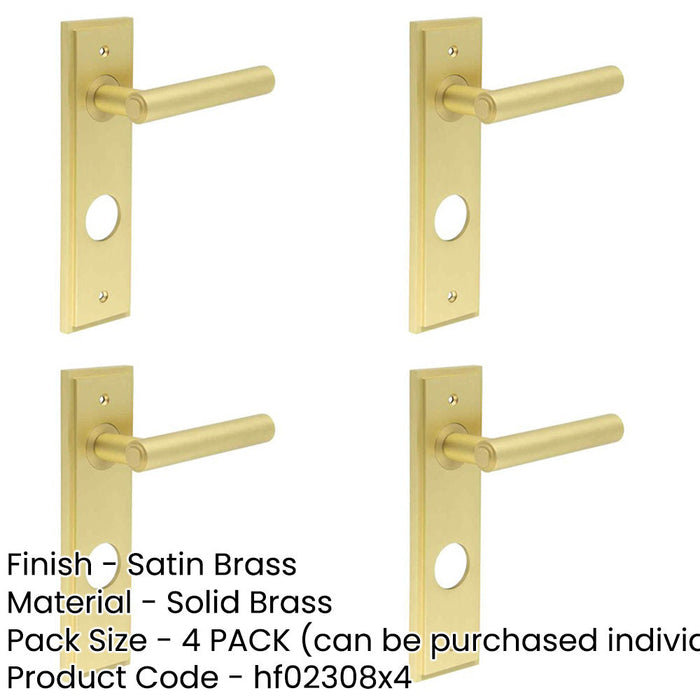 PACK Elegant Satin Brass Bathroom Door Handle with Versatile Backplate Options Solid Brass Interior Lever-1