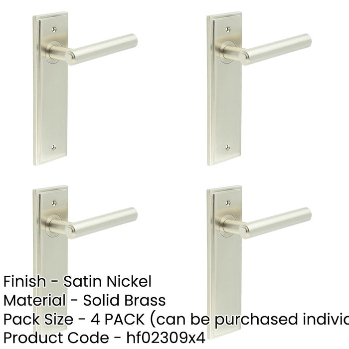 PACK Satin Nickel Door Handle Latch Backplate Elegant Brass Design Solid Brass Interior Lever-1