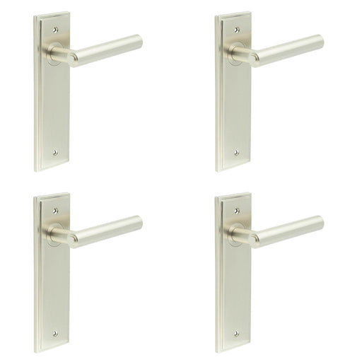 PACK Satin Nickel Door Handle Latch Backplate Elegant Brass Design Solid Brass Interior Lever