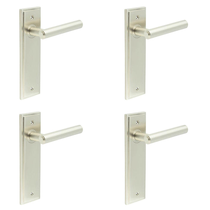 PACK Satin Nickel Door Handle Latch Backplate Elegant Brass Design Solid Brass Interior Lever