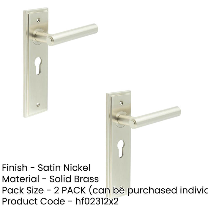 PACK Satin Nickel Euro Backplate Door Handle Elegant Solid Brass Design Solid Brass Interior Lever (1)-1