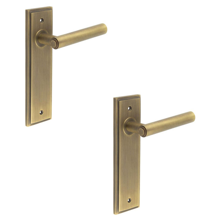 PACK Elegant Antique Brass Door Handle Latch Backplate Timeless Appeal Solid Brass Interior Lever (1)