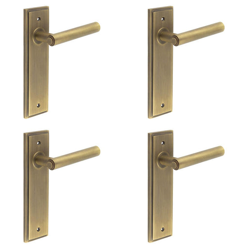 PACK Elegant Antique Brass Door Handle Latch Backplate Timeless Appeal Solid Brass Interior Lever