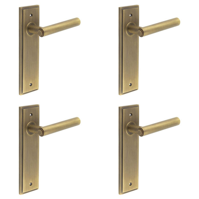 PACK Elegant Antique Brass Door Handle Latch Backplate Timeless Appeal Solid Brass Interior Lever