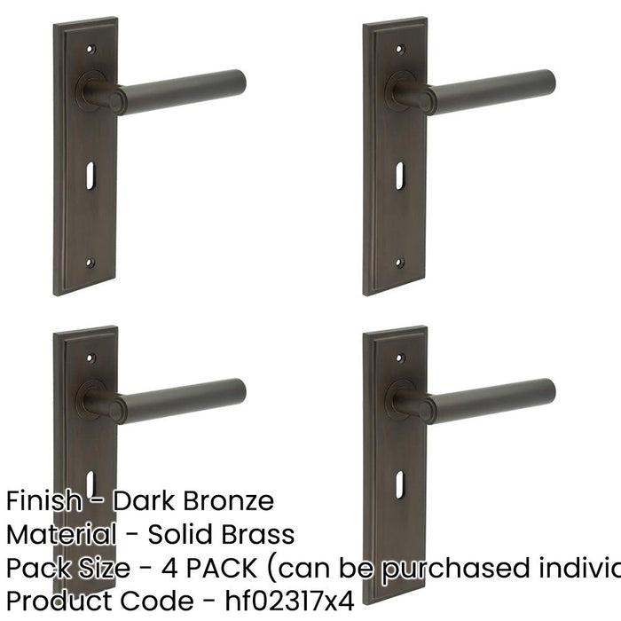 PACK Elegant Dark Bronze Door Handle Lock Backplate Home Office Solid Brass Interior Lever-1