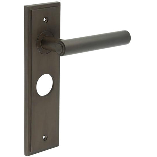 Elegant Dark Bronze Bathroom Door Handle with Backplate Solid Brass Interior Lever (1)