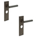 PACK Elegant Dark Bronze Bathroom Door Handle with Backplate Solid Brass Interior Lever (3)