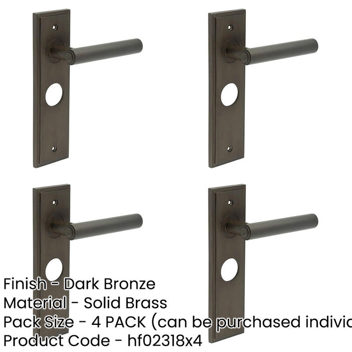 PACK Elegant Dark Bronze Bathroom Door Handle with Backplate Solid Brass Interior Lever (1)-1