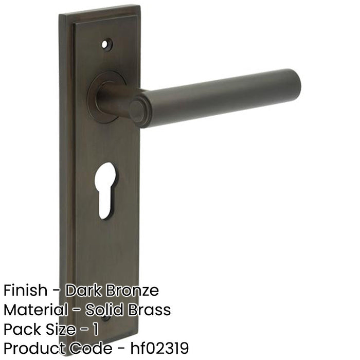 Elegant Dark Bronze Euro Backplate Door Handle Solid Brass Interior Lever-1