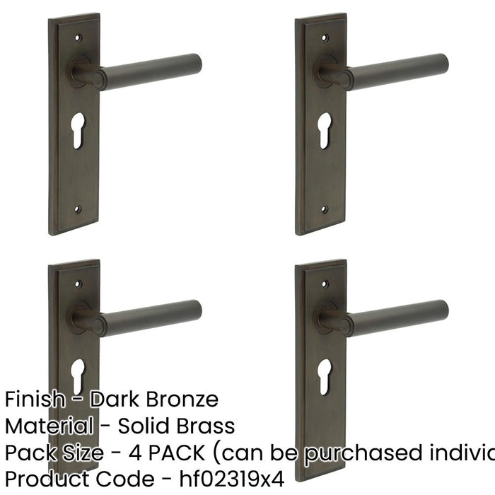 PACK Elegant Dark Bronze Euro Backplate Door Handle Solid Brass Interior Lever-1