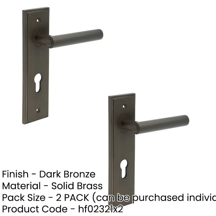 PACK Elegant Dark Bronze Door Handle with Euro Backplate Solid Brass Interior Lever (3)-1