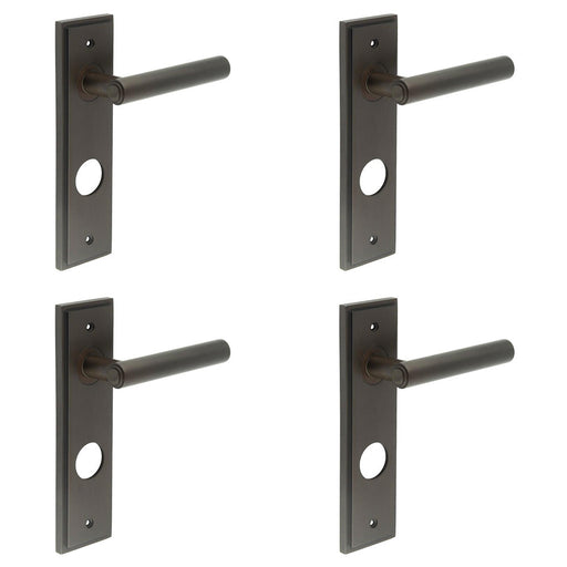 PACK Luxurious Dark Bronze Door Handle with Backplate Bathrooms Solid Brass Interior Lever