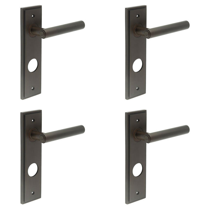 PACK Luxurious Dark Bronze Door Handle with Backplate Bathrooms Solid Brass Interior Lever