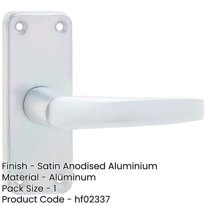 Satin Anodised Aluminium Contract Door Handle with Short Latchplate Interior Lever Backplate-1