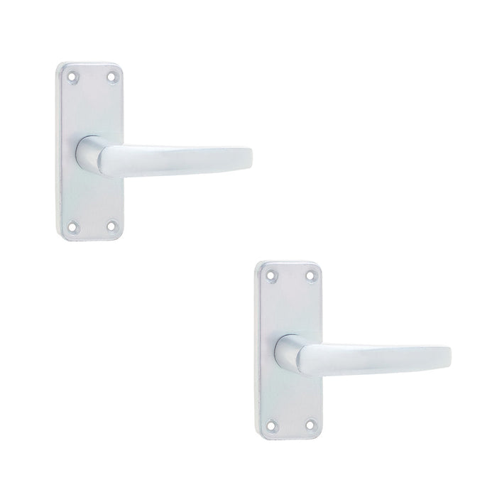 PACK Satin Anodised Aluminium Contract Door Handle with Short Latchplate Interior Lever Backplate (1)