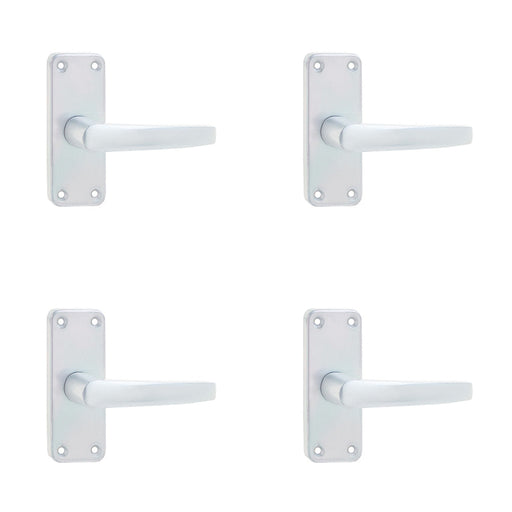 PACK Satin Anodised Aluminium Contract Door Handle with Short Latchplate Interior Lever Backplate