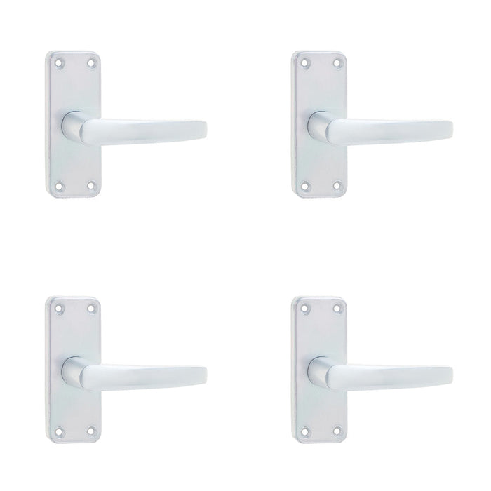 PACK Satin Anodised Aluminium Contract Door Handle with Short Latchplate Interior Lever Backplate