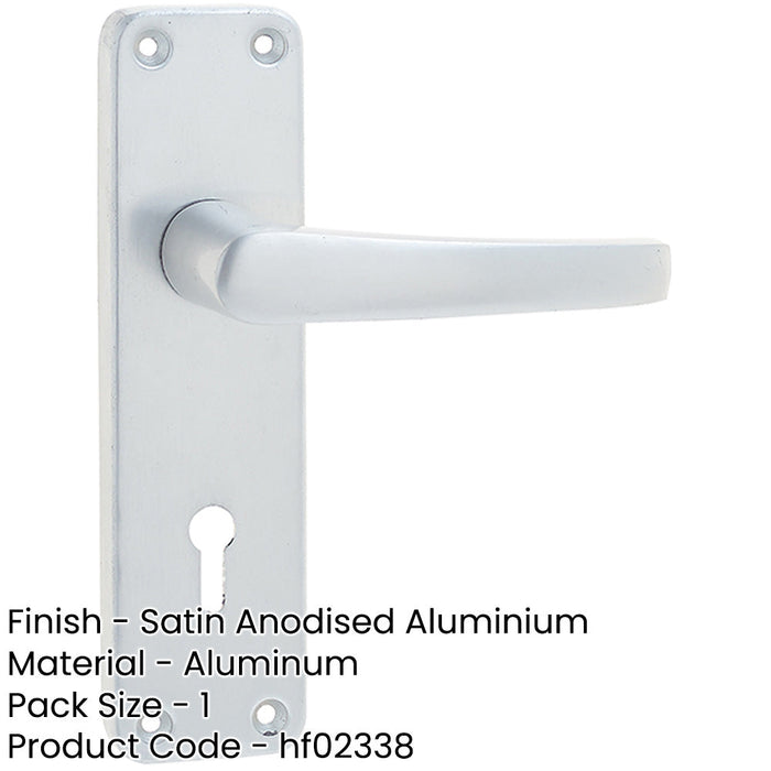 Satin Anodised Aluminium Contract Door Handle with Lockplate Interior Lever Backplate-1