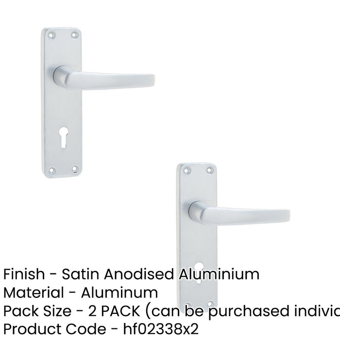 PACK Satin Anodised Aluminium Contract Door Handle with Lockplate Interior Lever Backplate (1)-1