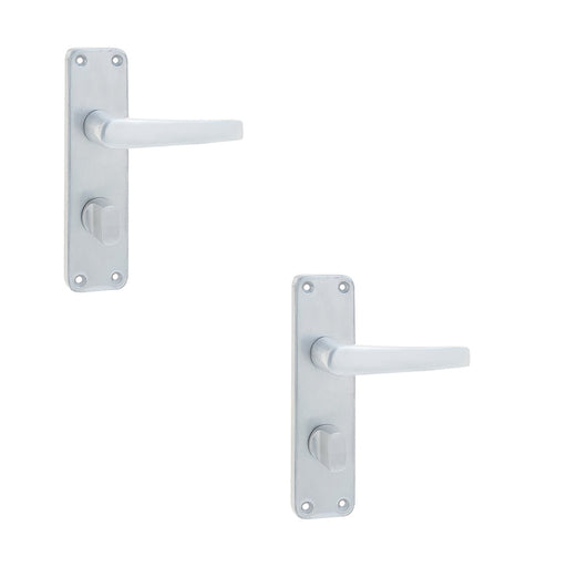 PACK Satin Anodised Aluminium Contract Door Handle Bathrooms Bedrooms Interior Lever Backplate (1)