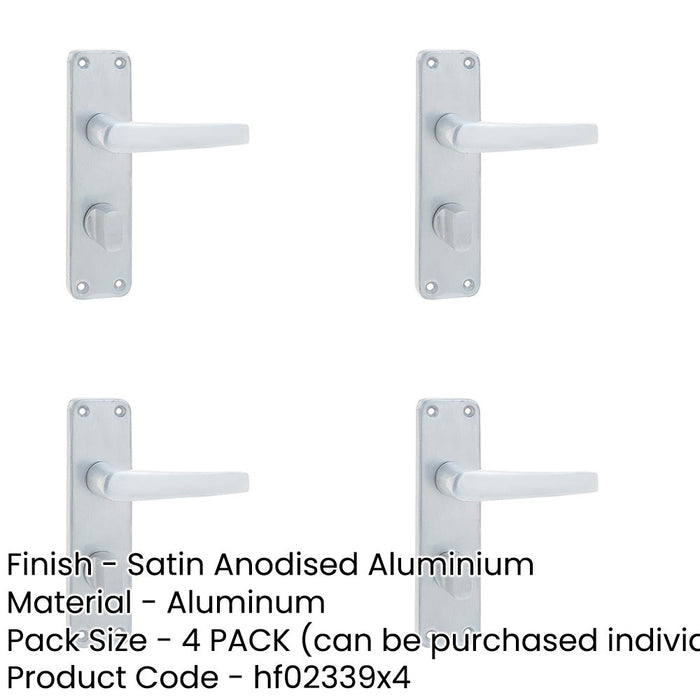 PACK Satin Anodised Aluminium Contract Door Handle Bathrooms Bedrooms Interior Lever Backplate-1