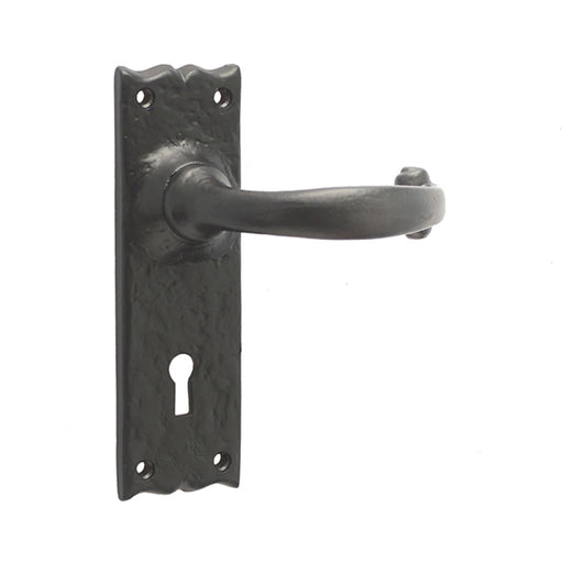 Elegant Black Suite Door Handle with Lockplate Modern Homes Interior Lever Backplate