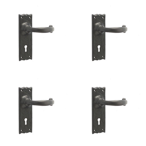 PACK Elegant Black Suite Door Handle with Lockplate Modern Homes Interior Lever Backplate