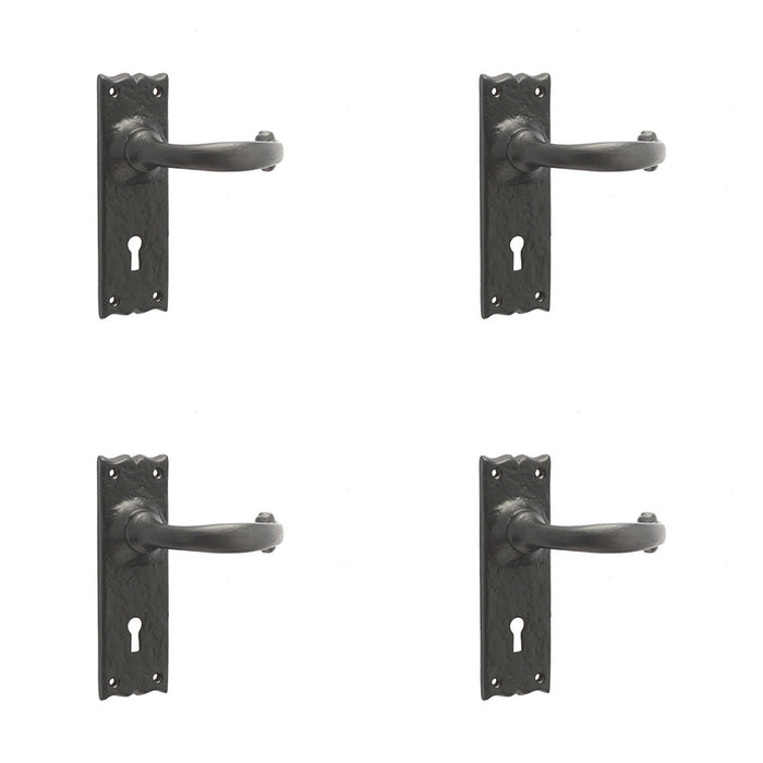 PACK Elegant Black Suite Door Handle with Lockplate Modern Homes Interior Lever Backplate