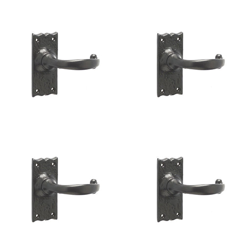 PACK Elegant Black Suite Door Handle with Short Latchplate Interior Lever Backplate