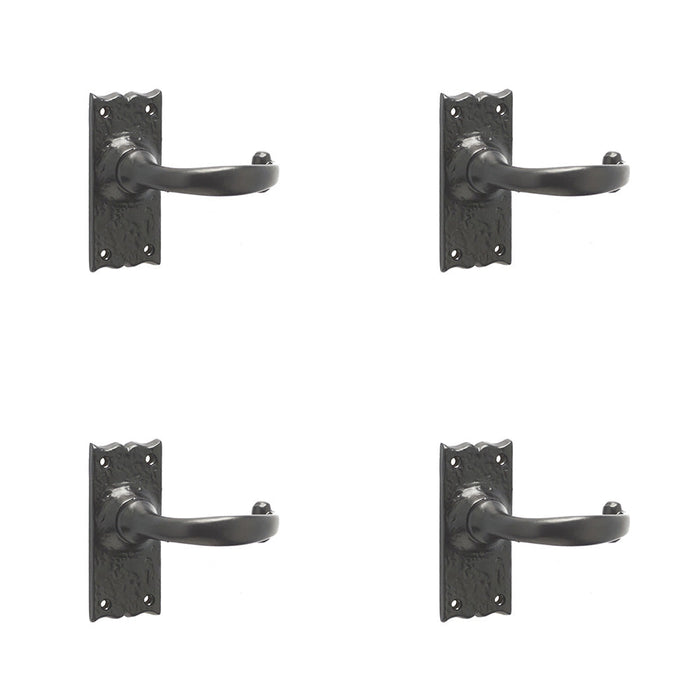PACK Elegant Black Suite Door Handle with Short Latchplate Interior Lever Backplate