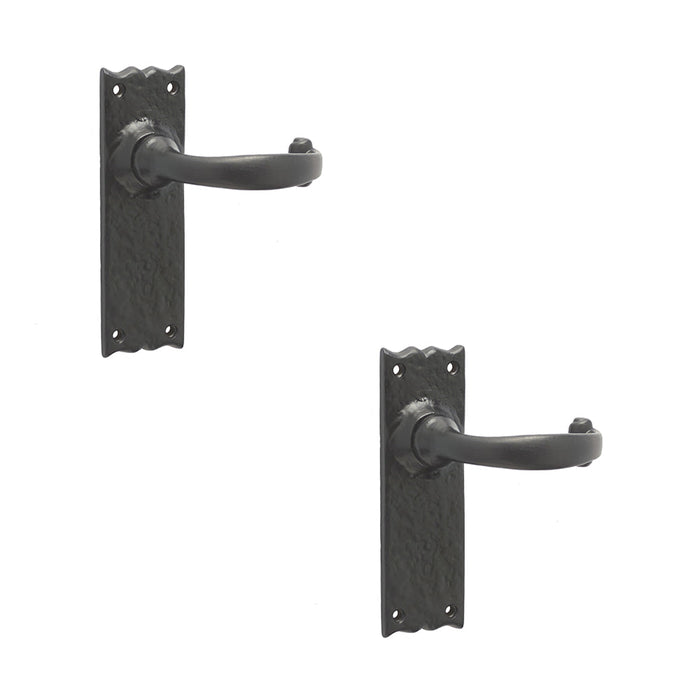 PACK Elegant Black Suite Door Handle with Long Latchplate Interior Lever Backplate (1)