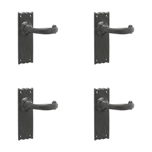 PACK Elegant Black Suite Door Handle with Long Latchplate Interior Lever Backplate