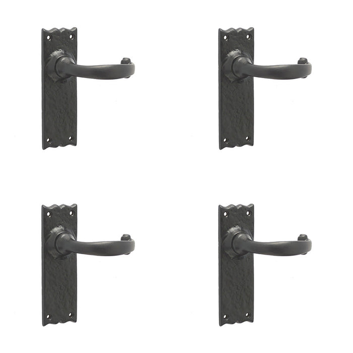 PACK Elegant Black Suite Door Handle with Long Latchplate Interior Lever Backplate