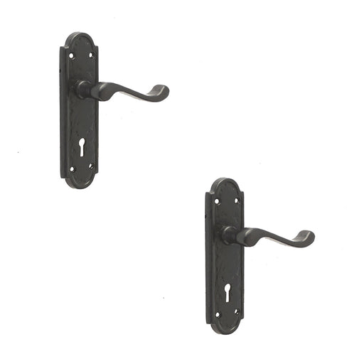 PACK Elegant Black Suite Door Handle with Lockplate Interior Lever Backplate (2)