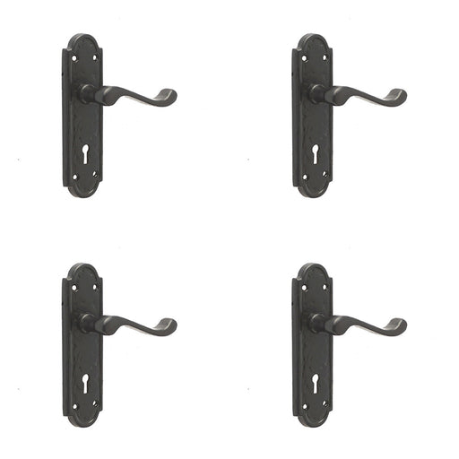 PACK Elegant Black Suite Door Handle with Lockplate Interior Lever Backplate