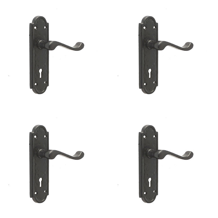 PACK Elegant Black Suite Door Handle with Lockplate Interior Lever Backplate