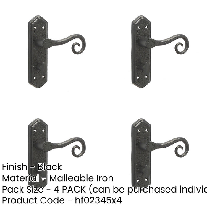 PACK Elegant Black Suite Door Handle with Bathroom Plate Interior Lever Backplate-1