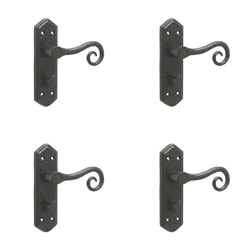 PACK Elegant Black Suite Door Handle with Bathroom Plate Interior Lever Backplate