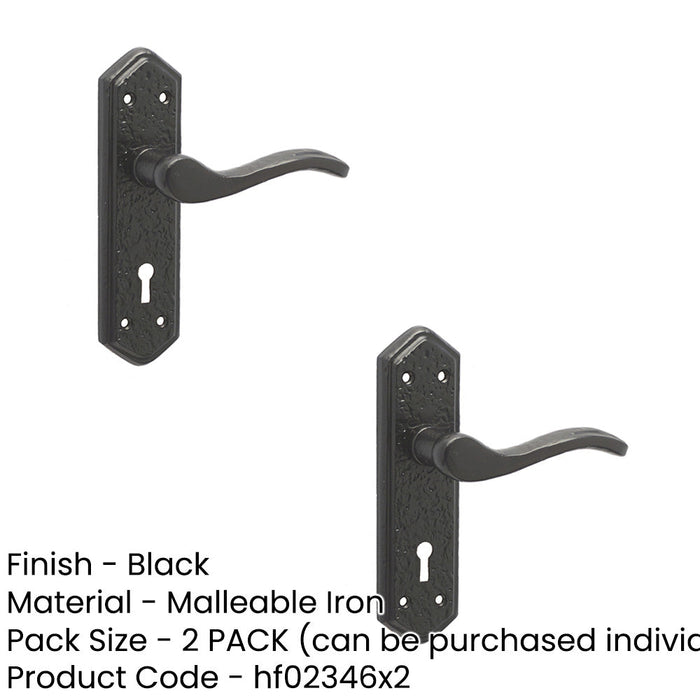 PACK Stylish Black Suite Door Handle with Lockplate Home Office Interior Lever Backplate (1)-1