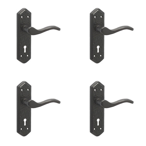 PACK Stylish Black Suite Door Handle with Lockplate Home Office Interior Lever Backplate