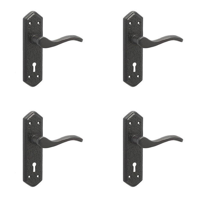 PACK Stylish Black Suite Door Handle with Lockplate Home Office Interior Lever Backplate