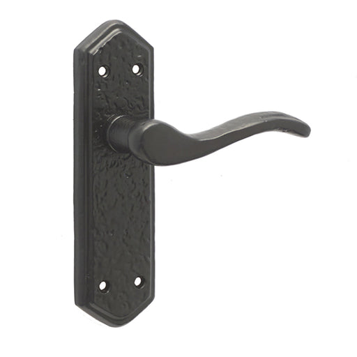 Elegant Black Suite Door Handle with Latchplate Three Styles Interior Lever Backplate