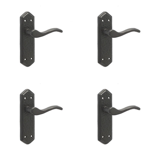 PACK Elegant Black Suite Door Handle with Latchplate Three Styles Interior Lever Backplate