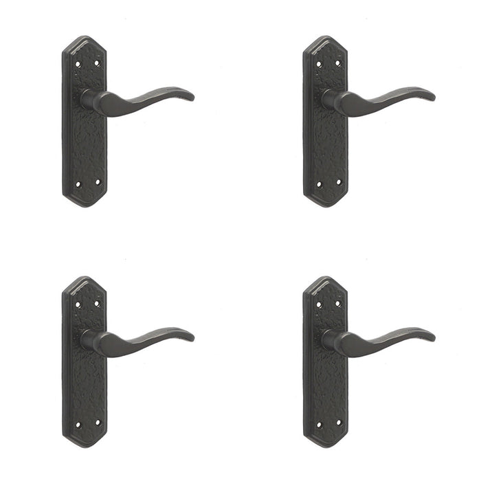 PACK Elegant Black Suite Door Handle with Latchplate Three Styles Interior Lever Backplate