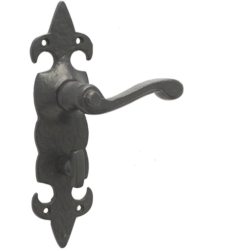 Elegant Fleur Black Door Handle Bathrooms Interior Lever Backplate