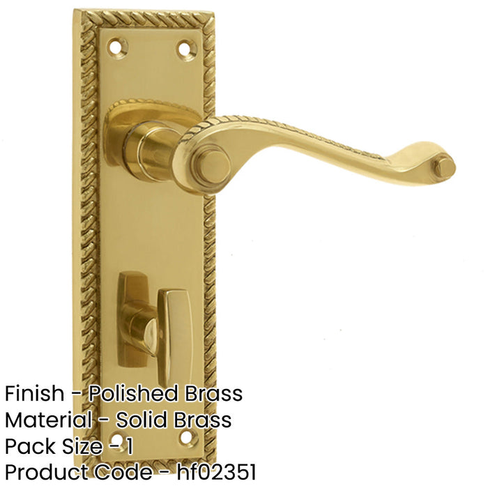 Elegant Georgian Suite Door Handle with Polished Brass Finish Bathroom Interior Lever Backplate-1