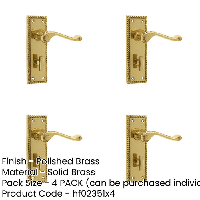 PACK Elegant Georgian Suite Door Handle with Polished Brass Finish Bathroom Interior Lever Backplate-1