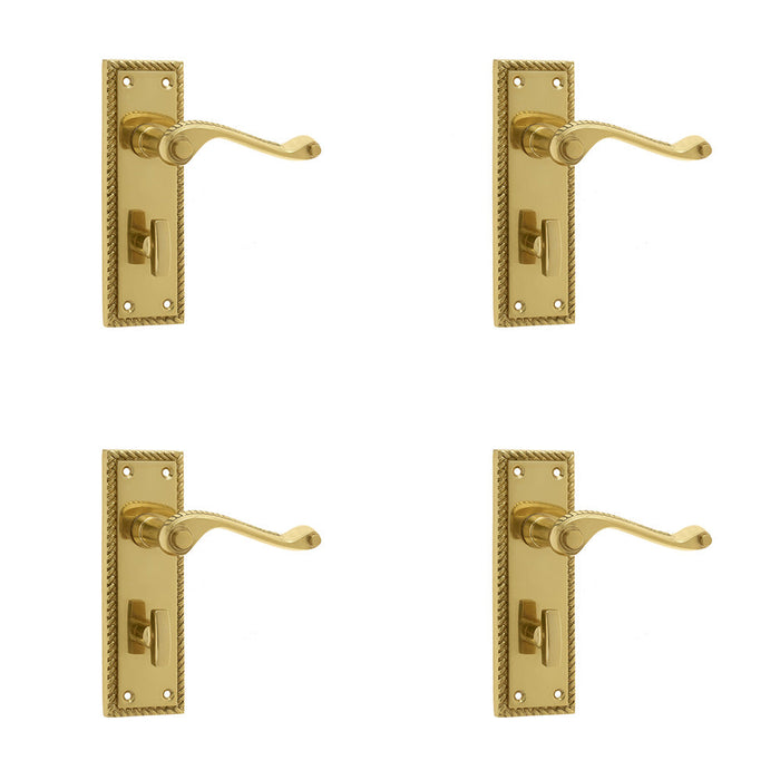 PACK Elegant Georgian Suite Door Handle with Polished Brass Finish Bathroom Interior Lever Backplate