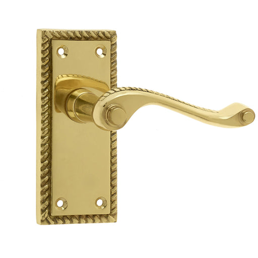 Elegant Georgian Suite Door Handle with Polished Brass Finish Interior Lever Backplate